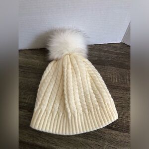 Cream Knit Pom-Pom Winter Hat